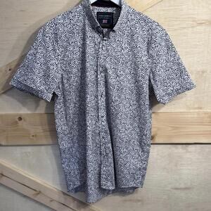 Guide London Mens Extra Large Button Down Shirt All Over Design Blue Red